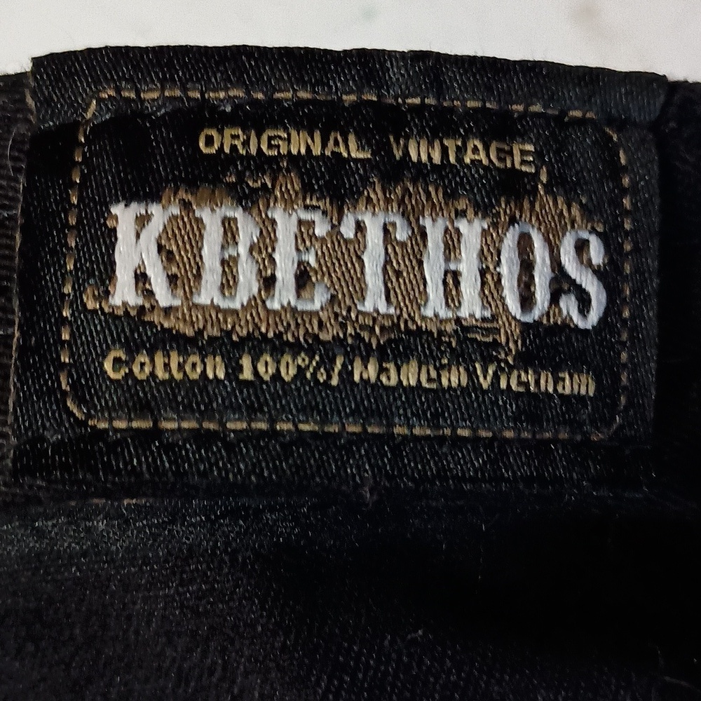 Original Vintage Kbethos Black Di tressed Cap W/Rhinestoned Crimson Cross EUC - Picture 4 of 6